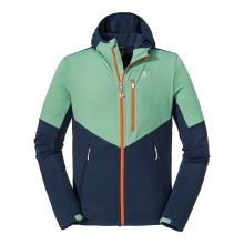 Schöffel Fleece Jacket Hydalen with Hood (breathable, quick-drying, 2-way stretch) dark blue/mint green Men